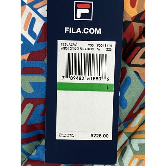 NWT FILA Men’s L Vostok Puffa Puffer Jacket Full Zip AOP Hooded F22UASM1 933 - Picture 13 of 16